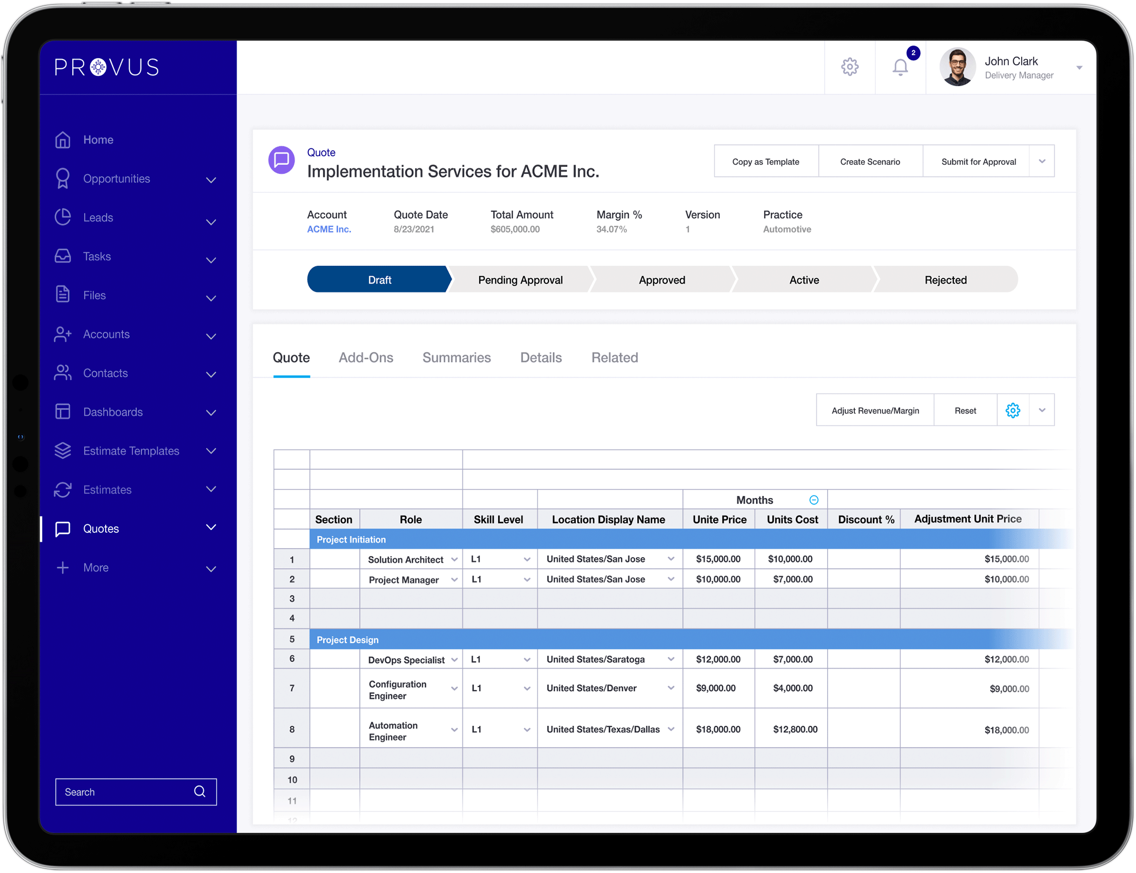 New-Quote-Grid Product Screenshot
