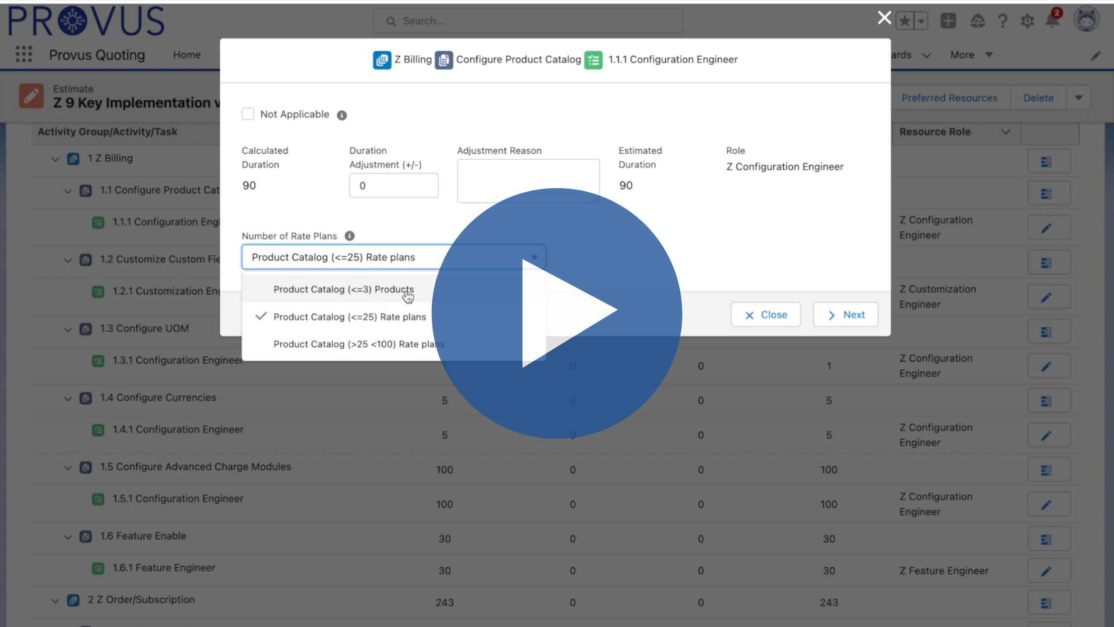 Estimate to Quote Life Cycle Provus and Salesforce Revenue Cloud Integration